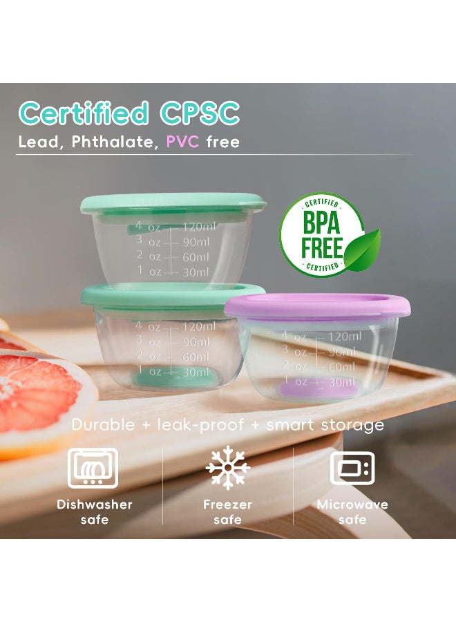 ZERIFAM Baby Food Storage Containers, 4 oz Baby Food Jars with Lids, Leak Proof Reusable Snack Containers, Freezer, Microwave and Dishwasher Safe, Suitable for Nurseries, Schools and Travel - Image 3